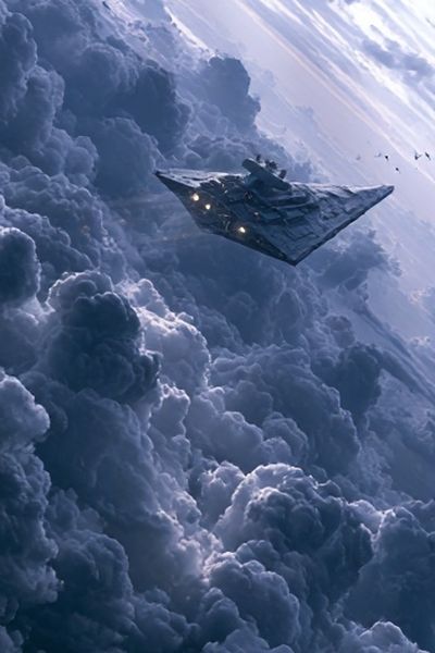 Star Destroyer in Clouds Print.