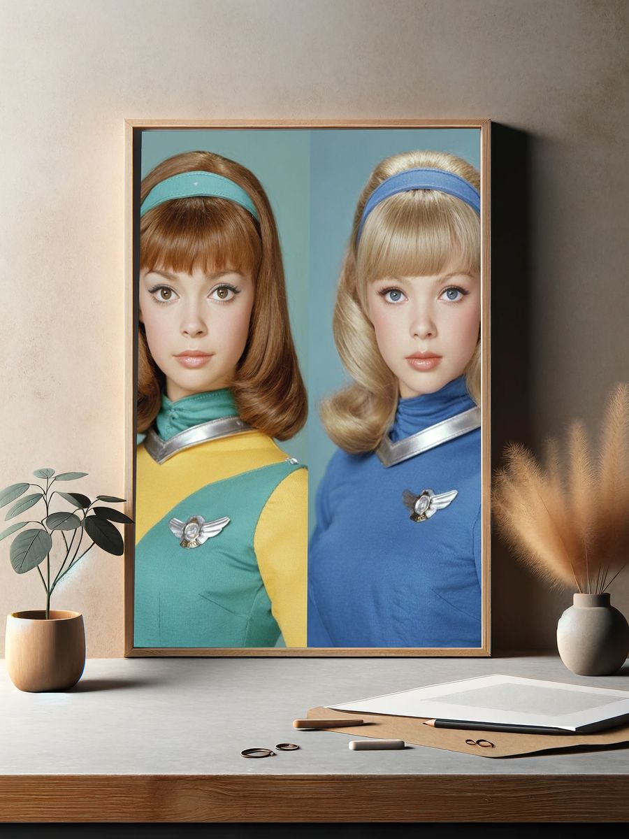 Retro Sci-Fi Twin Portrait Poster. — room view 2