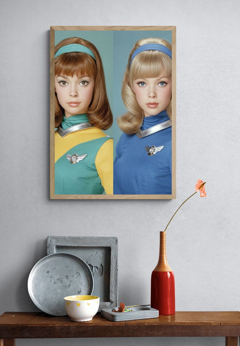 Retro Sci-Fi Twin Portrait Poster. — room view 3
