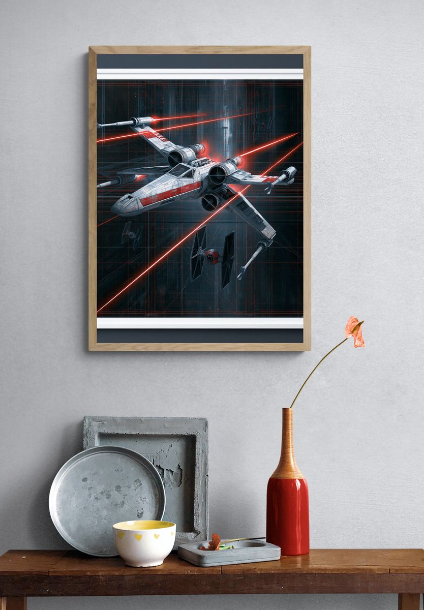 X-Wing Starfighter Sci-Fi Print. — room view 3