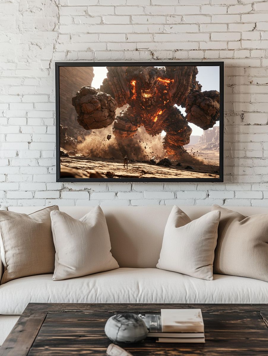 Molten Rock Colossus Sci-Fi Poster. room preview