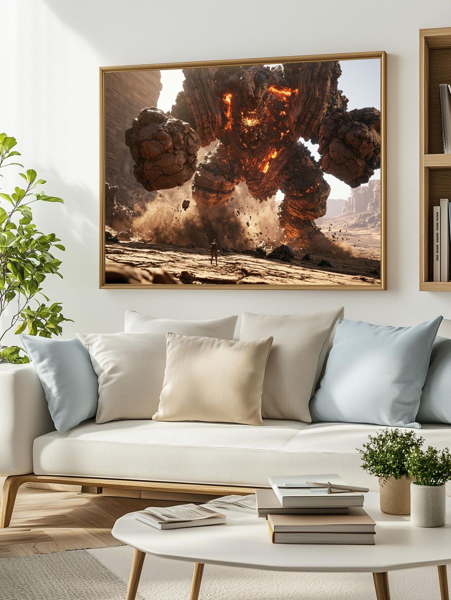 Molten Rock Colossus Sci-Fi Poster. — room view 2