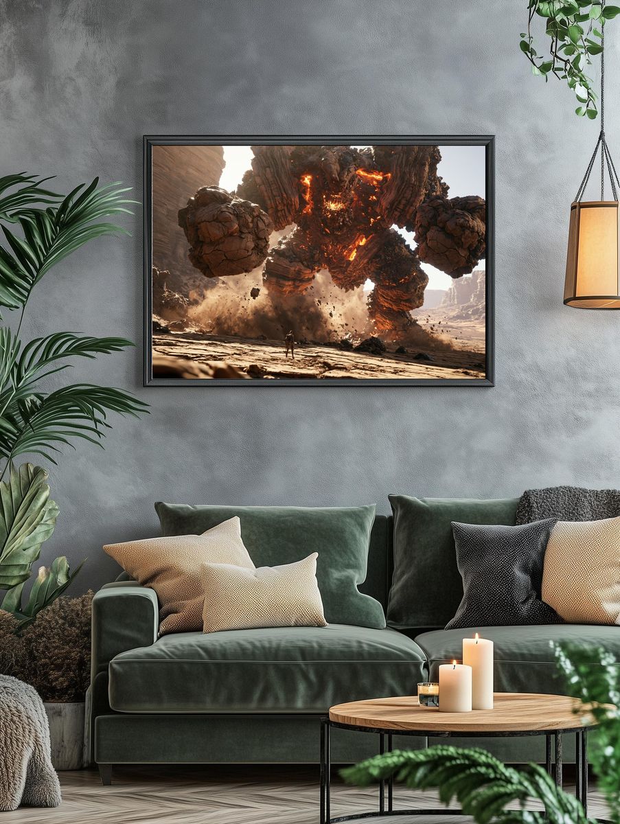 Molten Rock Colossus Sci-Fi Poster. — room view 4
