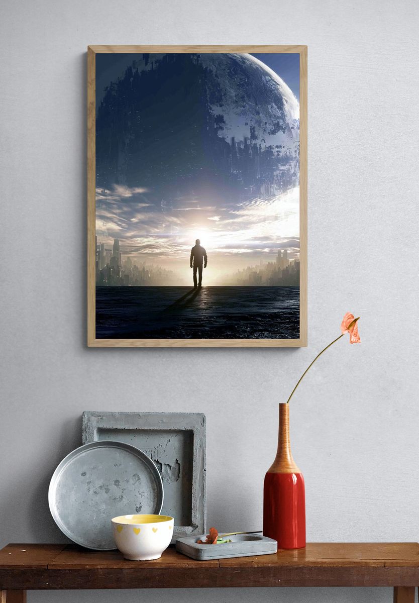 Sci-Fi Horizon Moon Poster. — room view 3