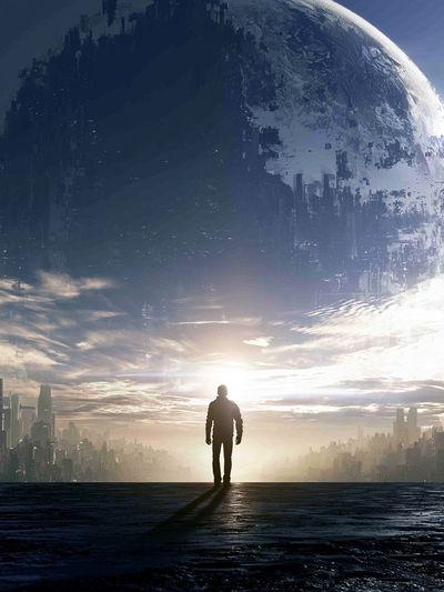 Sci-Fi Horizon Moon Poster. poster