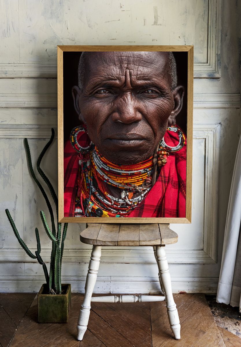 Maasai Elder Portrait — Photography Print. — room view 1