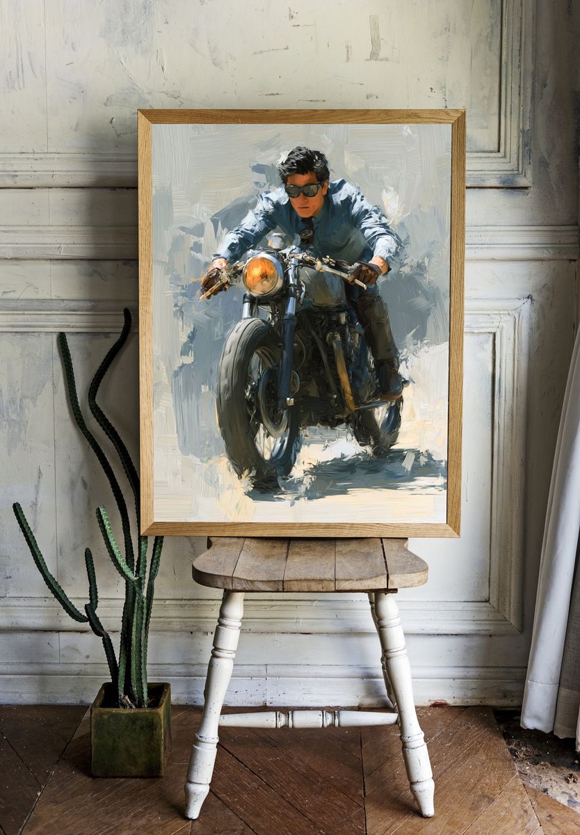 Motorcycle Rider — Fine Art Print. — room view 1