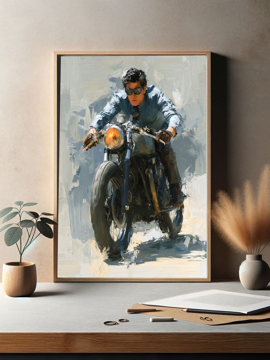 Motorcycle Rider — Fine Art Print. — room view 2