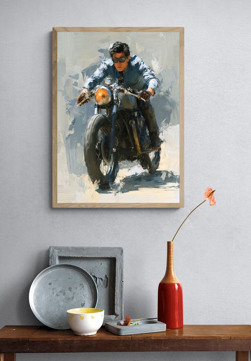 Motorcycle Rider — Fine Art Print. — room view 3