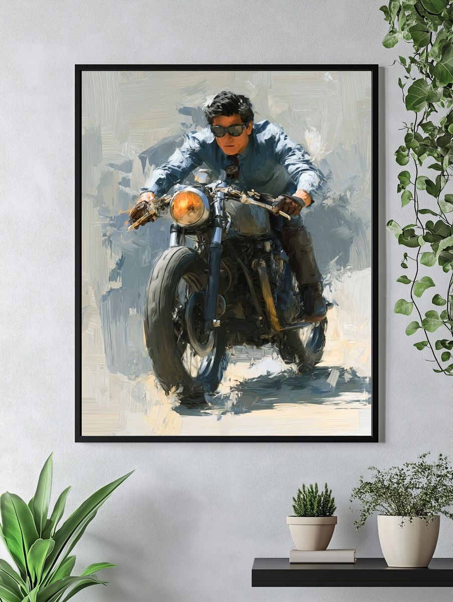 Motorcycle Rider — Fine Art Print. — room view 4
