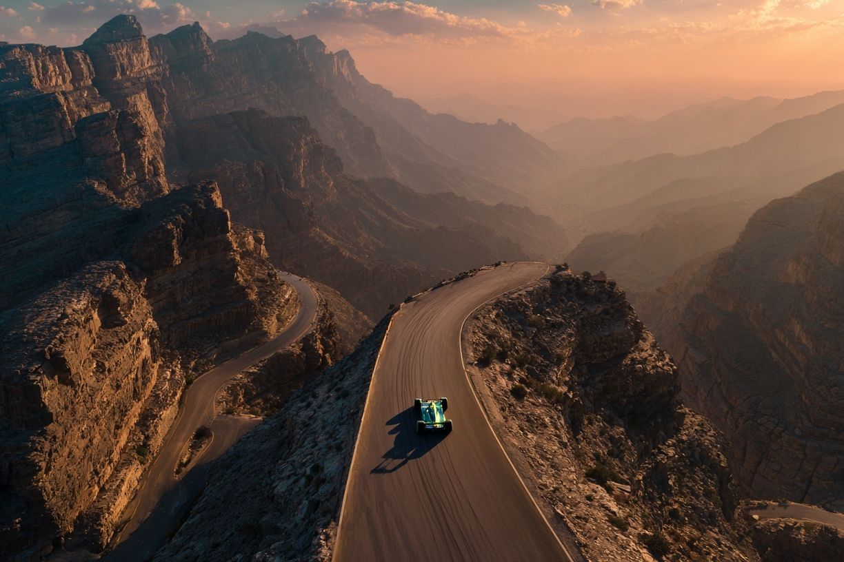 Mountain Road at Sunset Poster. poster — photography art