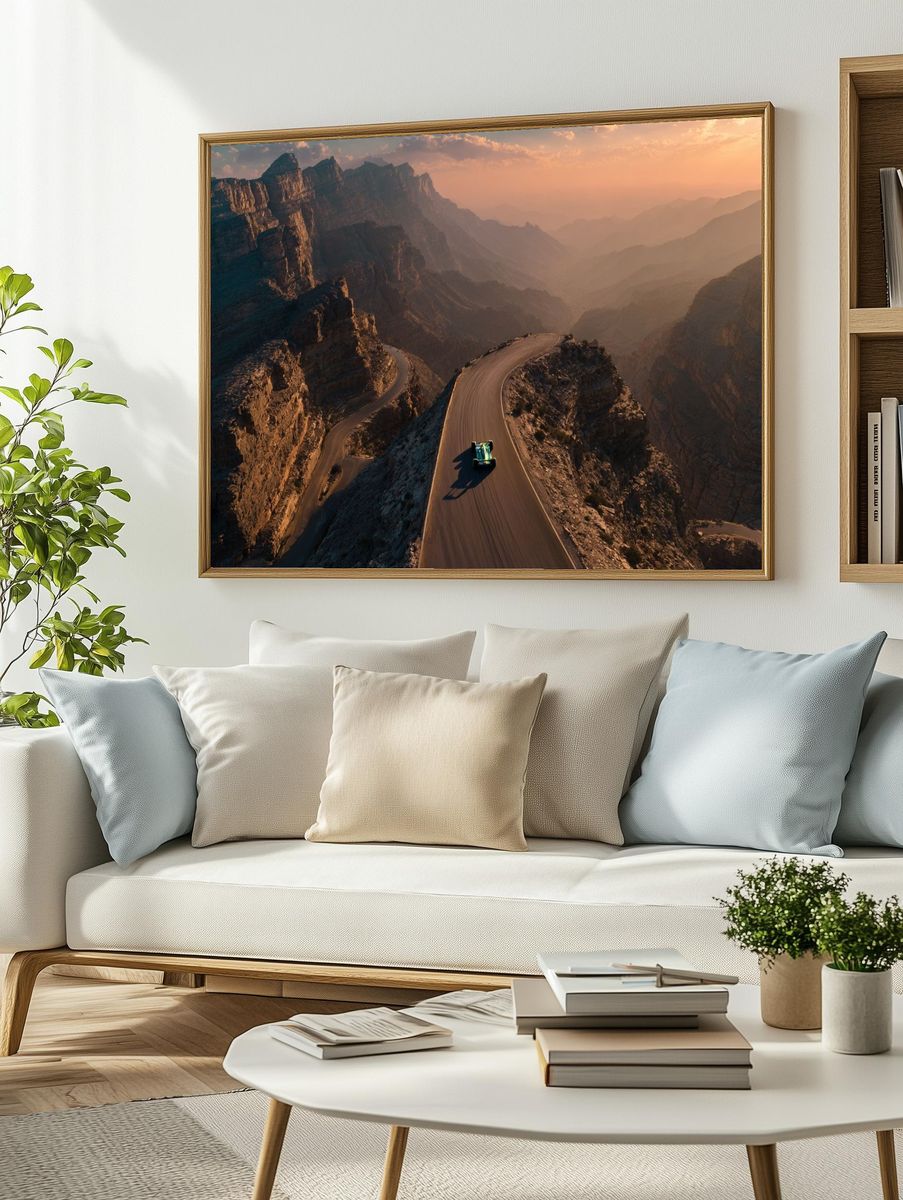 Mountain Road at Sunset Poster. — room view 2