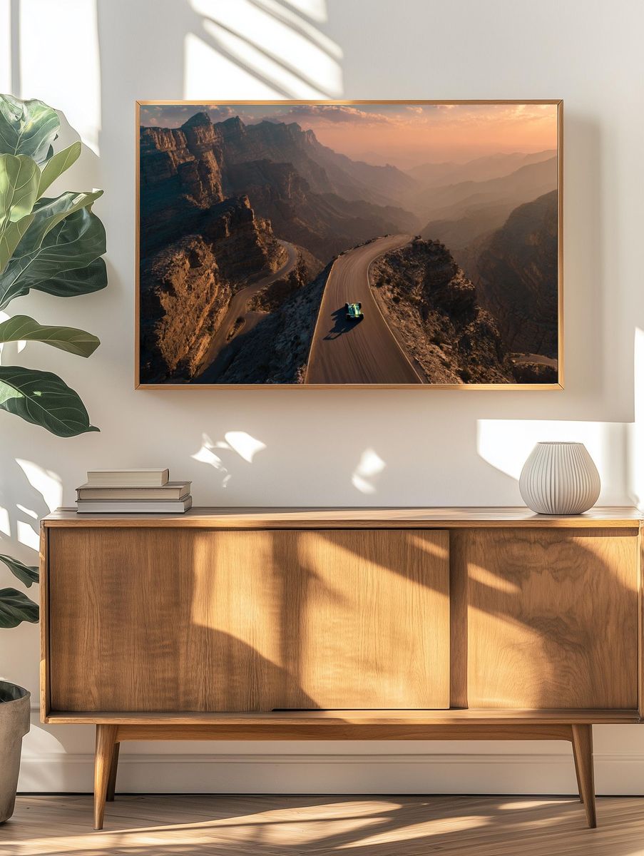 Mountain Road at Sunset Poster. — room view 3