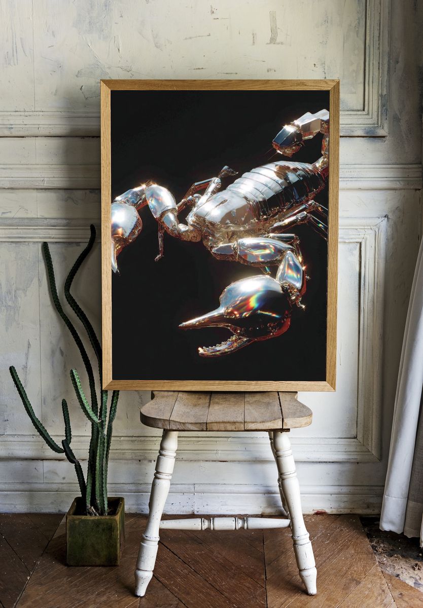 Metallic Scorpion — Digital Art Print. — room view 1