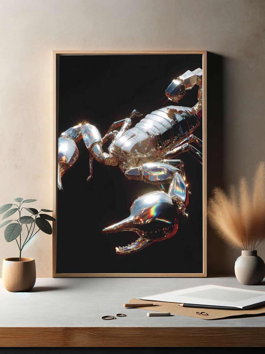 Metallic Scorpion — Digital Art Print. — room view 2