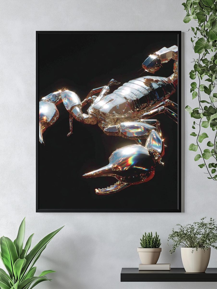 Metallic Scorpion — Digital Art Print. — room view 4