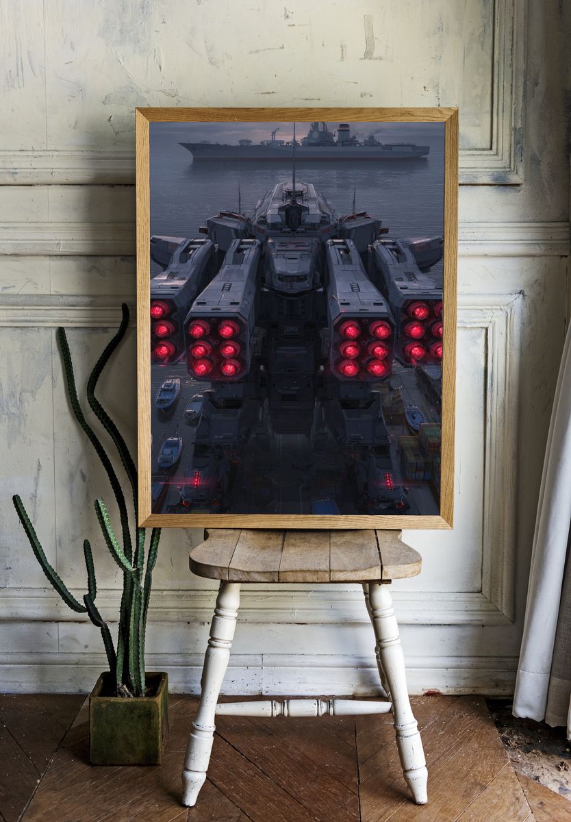 Mecha Battle Ship — Sci-Fi Print. — room view 1
