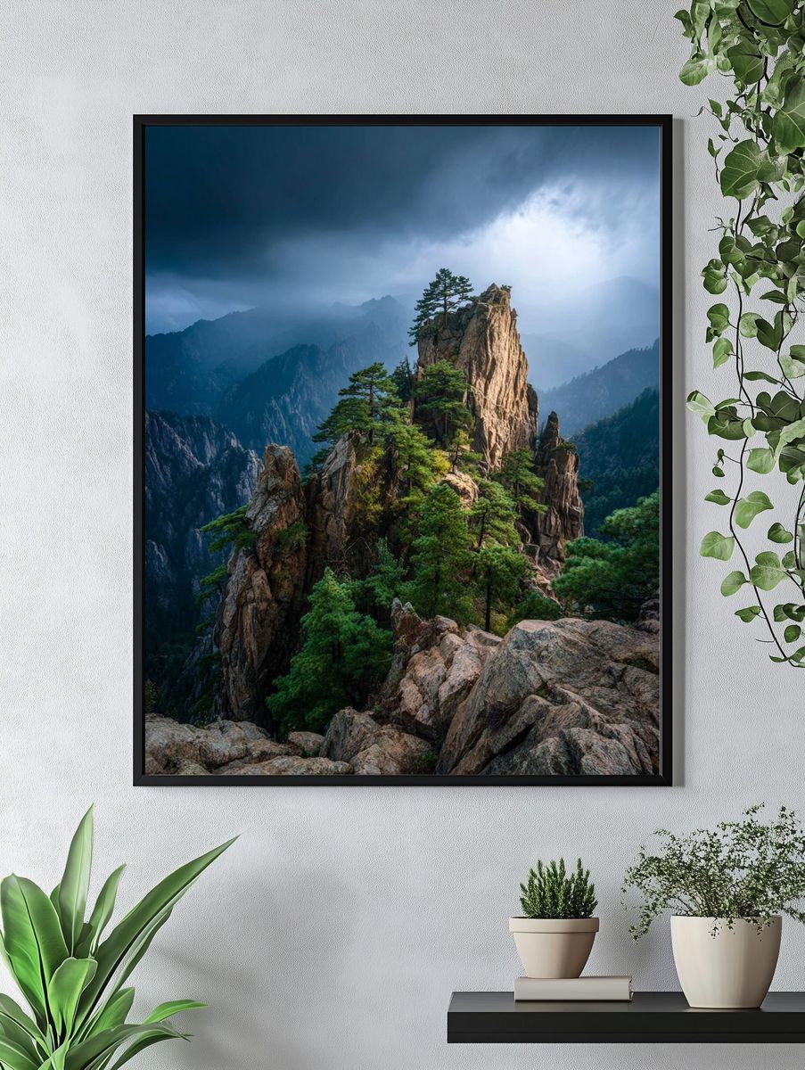 Misty Mountain Peak Photography Poster. — room view 4