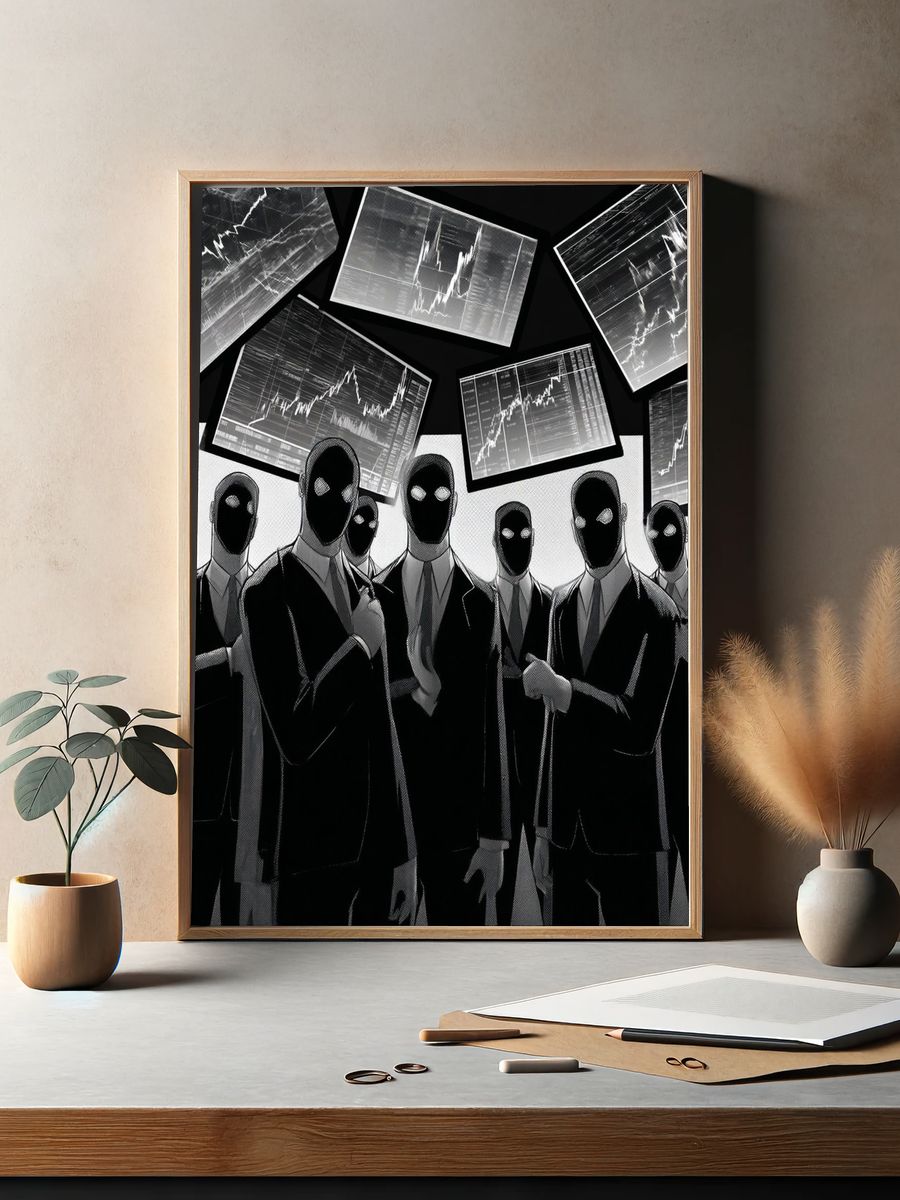 Masked Traders — Illustration Print. — room view 2