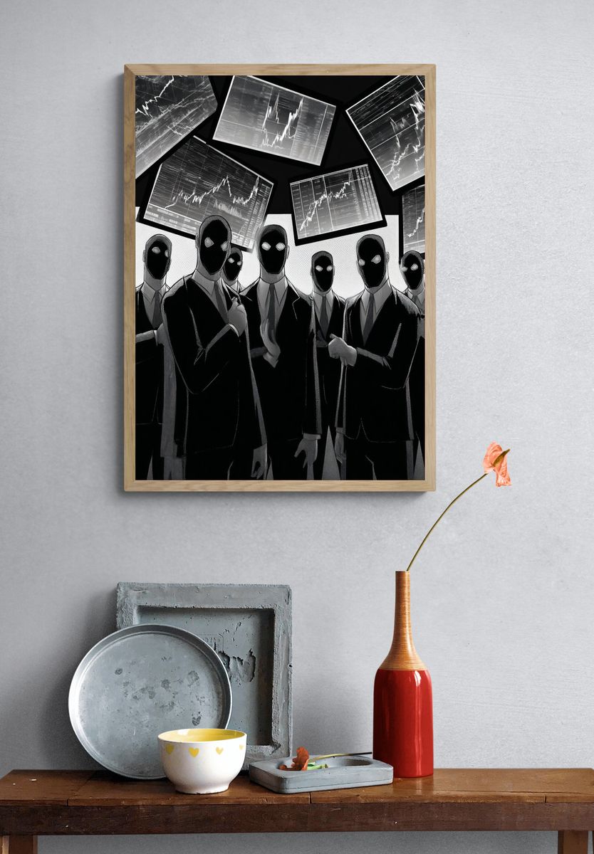 Masked Traders — Illustration Print. — room view 3