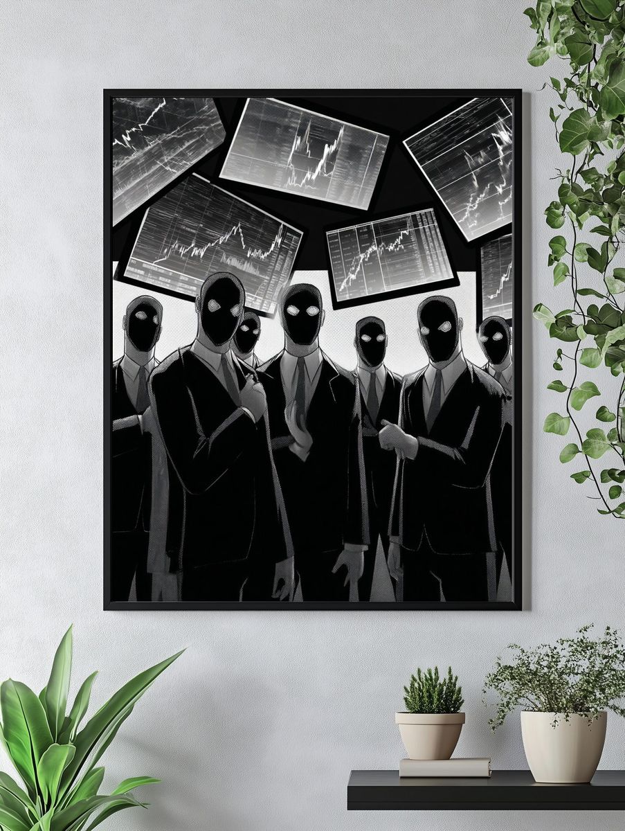 Masked Traders — Illustration Print. — room view 4