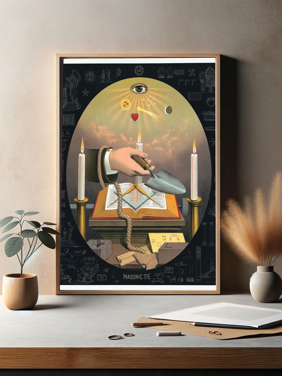 Masonic Tie — Surrealism Print. — room view 2