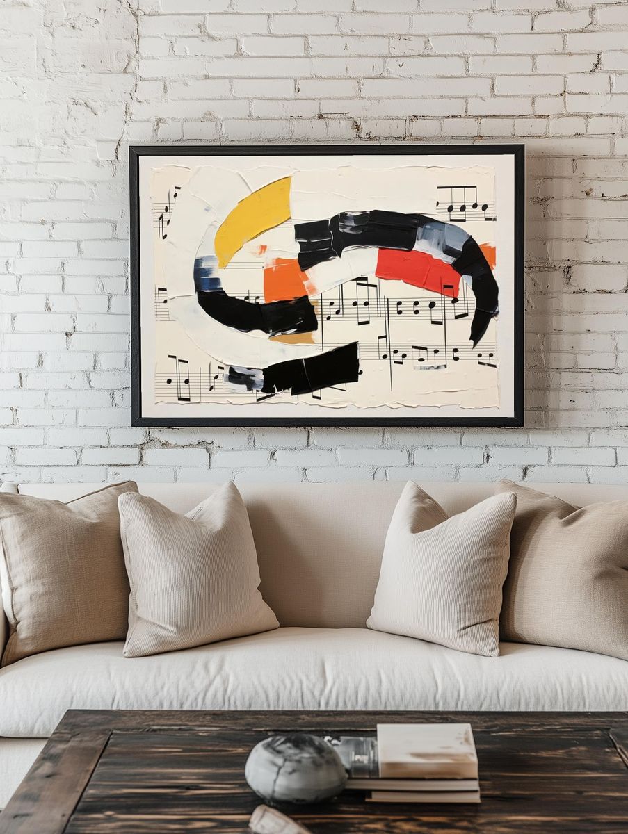 Abstract Music Notes Art Poster. — room view 1