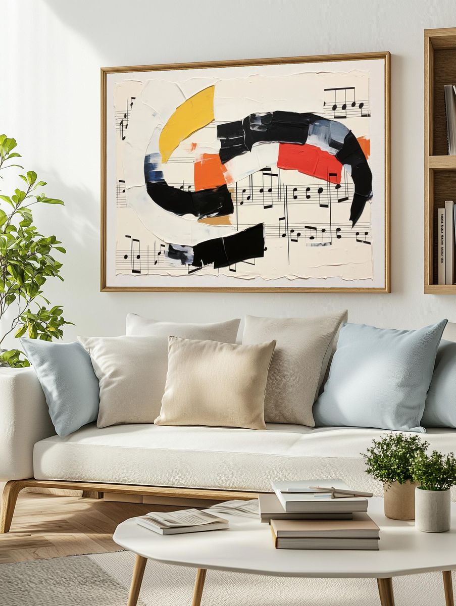 Abstract Music Notes Art Poster. — room view 2