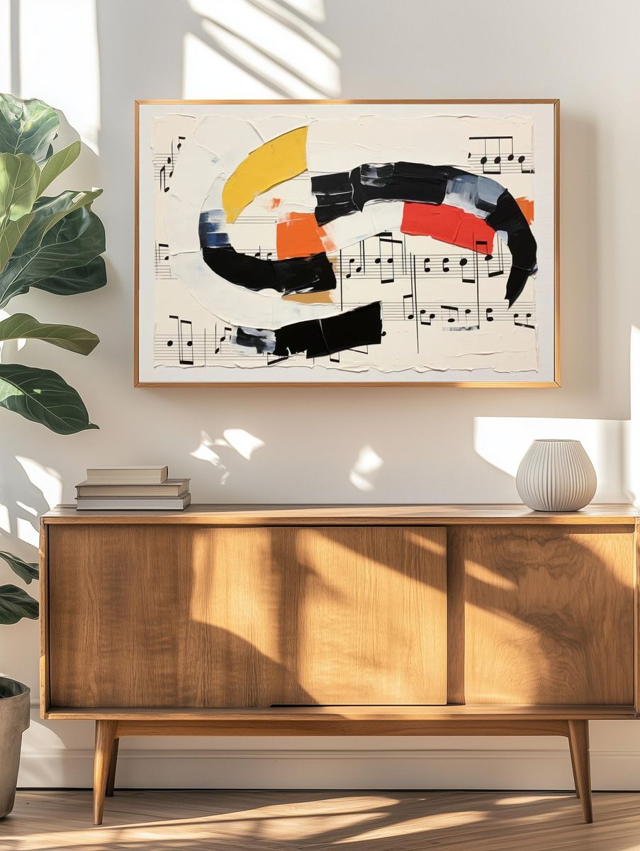 Abstract Music Notes Art Poster. — room view 3