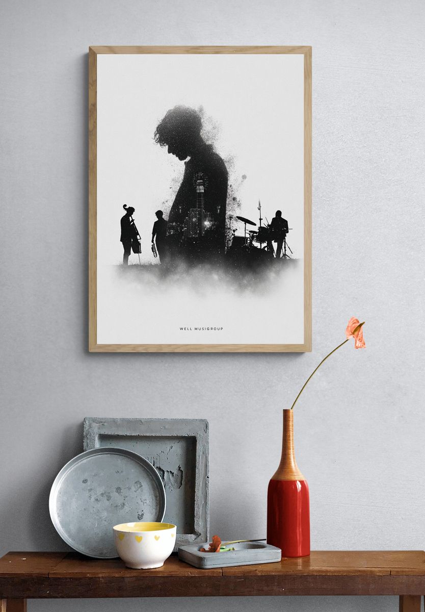 Musicians Silhouette — Fine Art Print. — room view 3