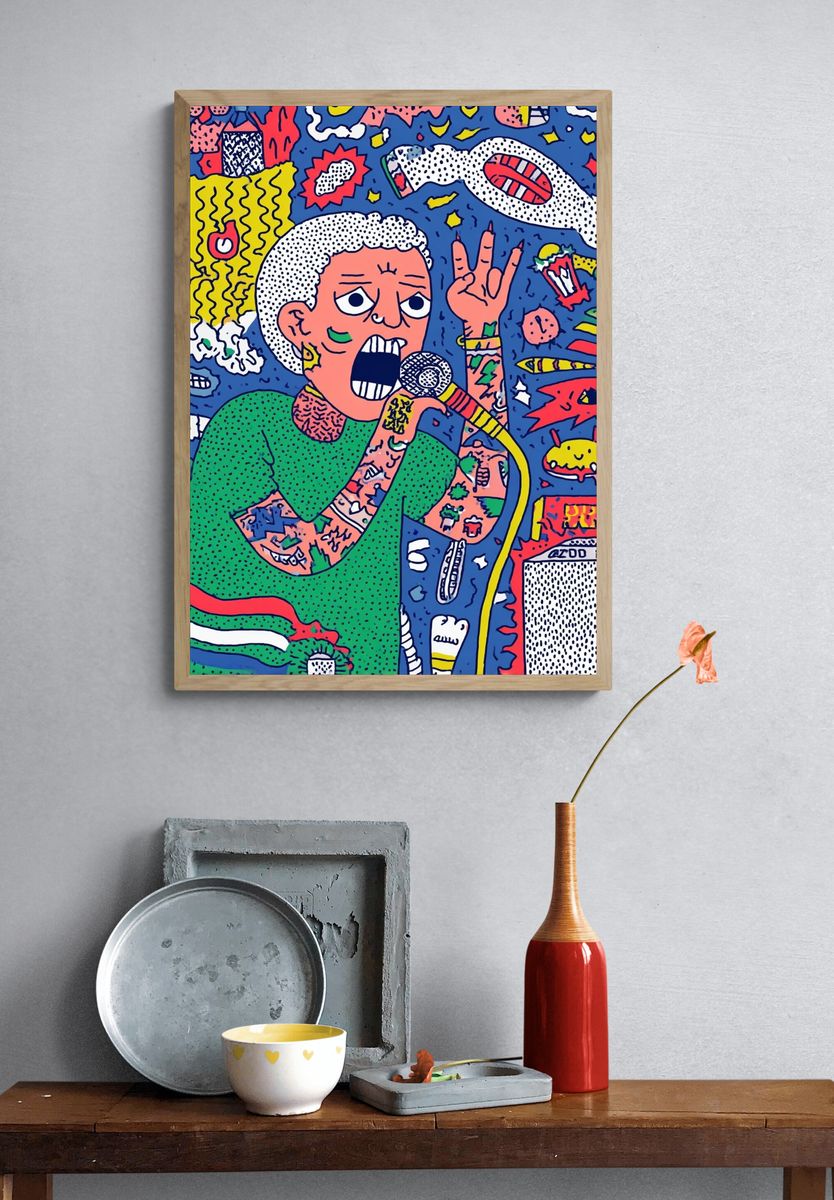 Vibrant Musician — Illustration Print. — room view 3