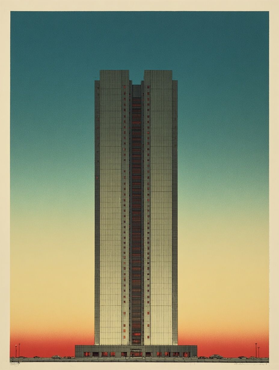Modern Skyscraper — Vintage Print. poster detail