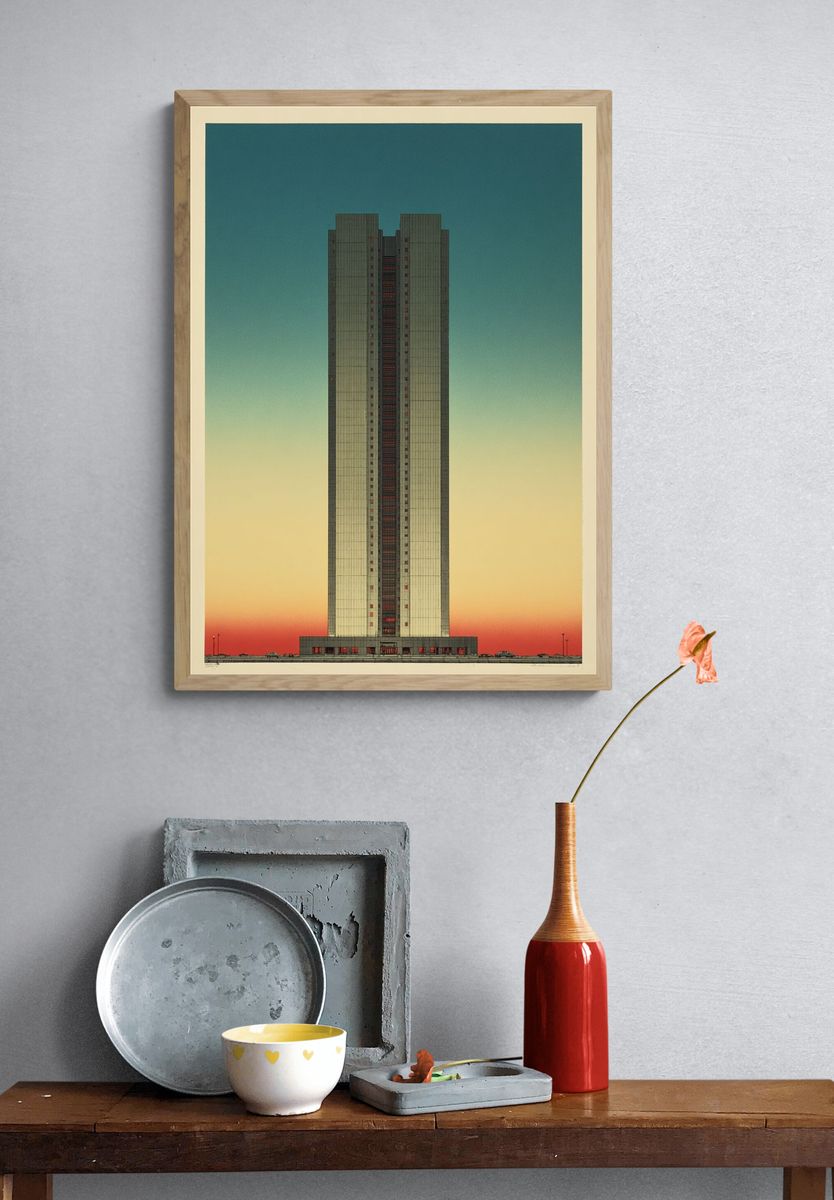 Modern Skyscraper — Vintage Print. — room view 3