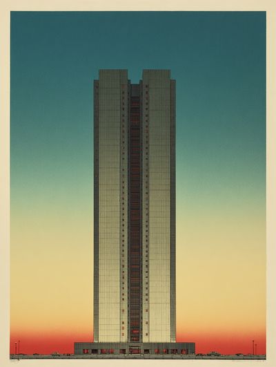 Modern Skyscraper — Vintage Print.