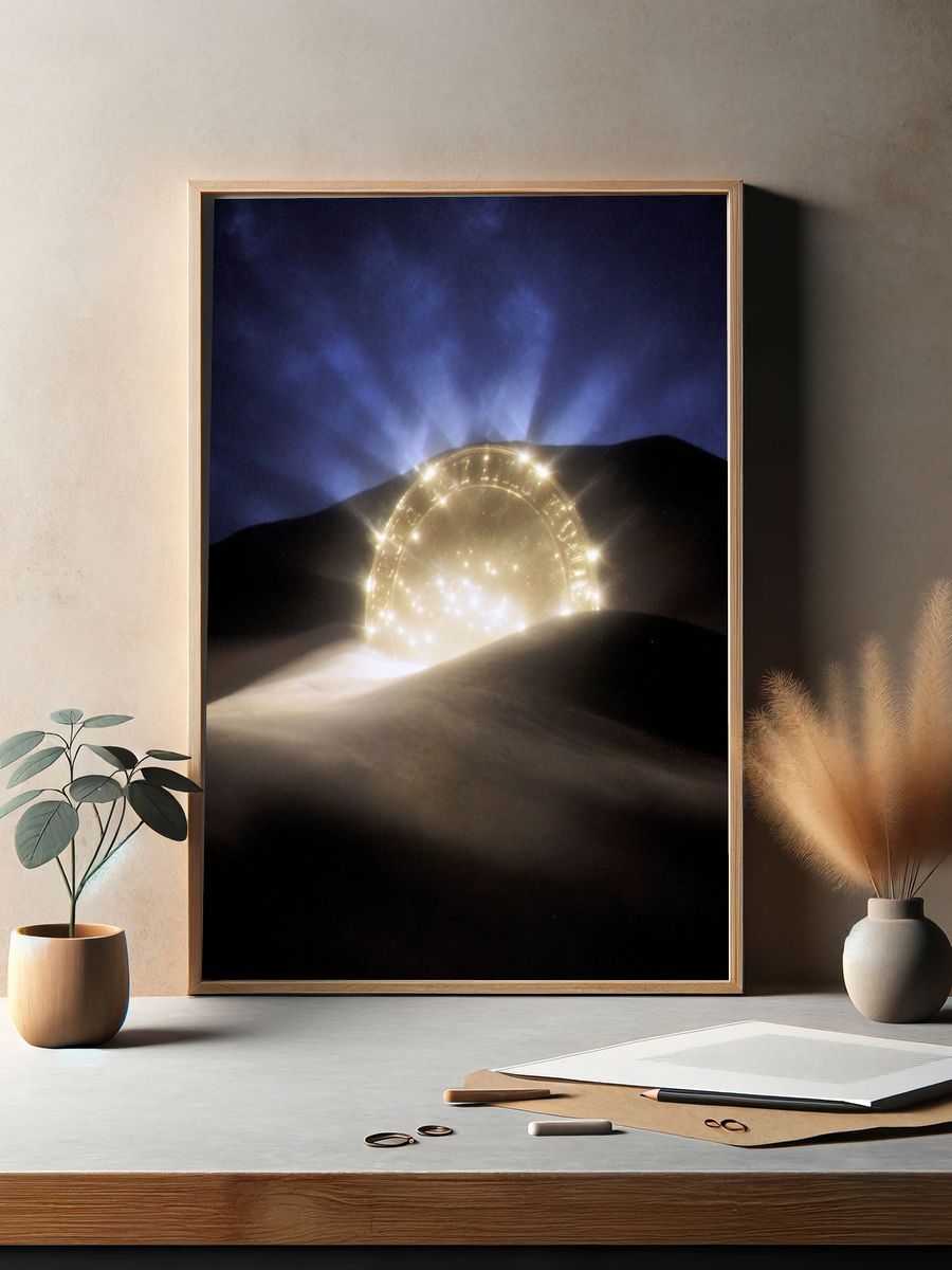 Mystical Portal in Desert — Sci-Fi Print. — room view 2