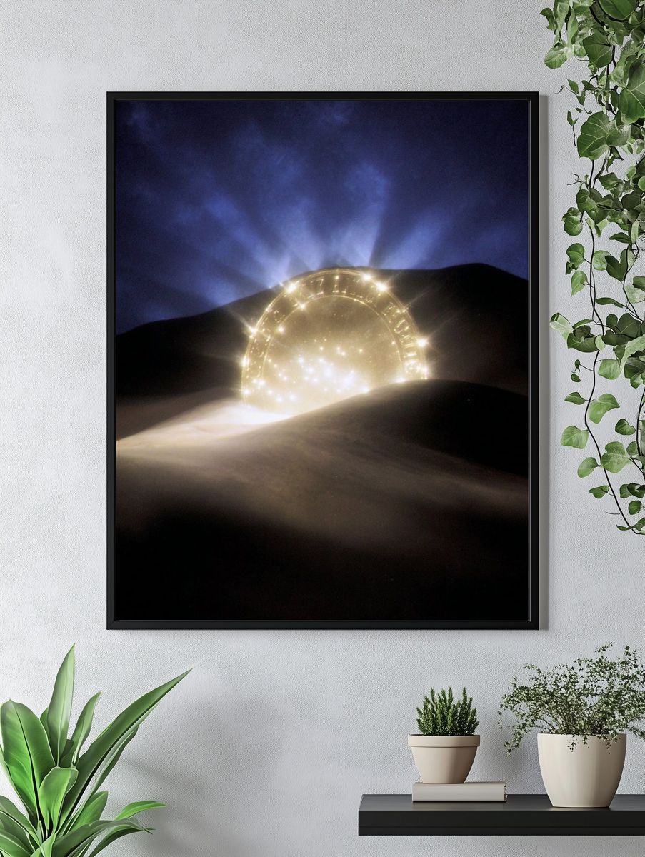 Mystical Portal in Desert — Sci-Fi Print. — room view 4