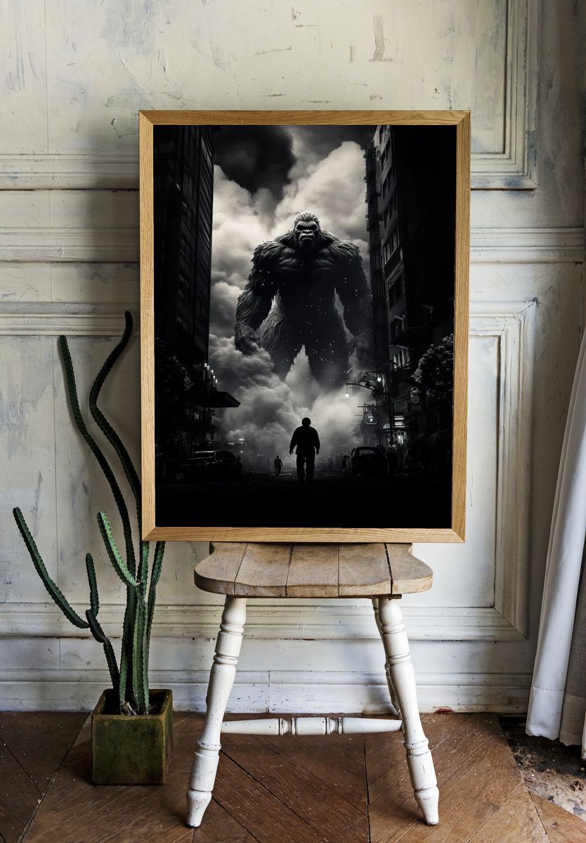 Giant Gorilla in Cityscape — Movie Poster room preview