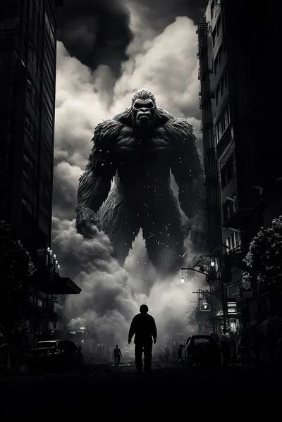 Giant Gorilla in Cityscape — Movie Poster. poster