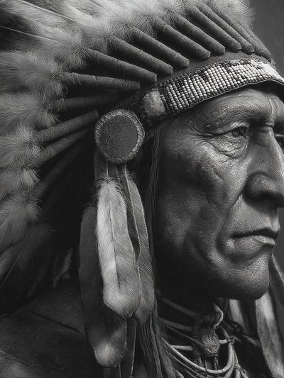 Native American Chief — Black-White Print. poster