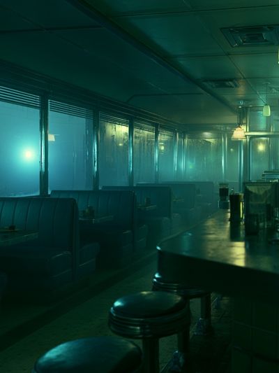 Neon Diner Interior Photography Poster. poster print