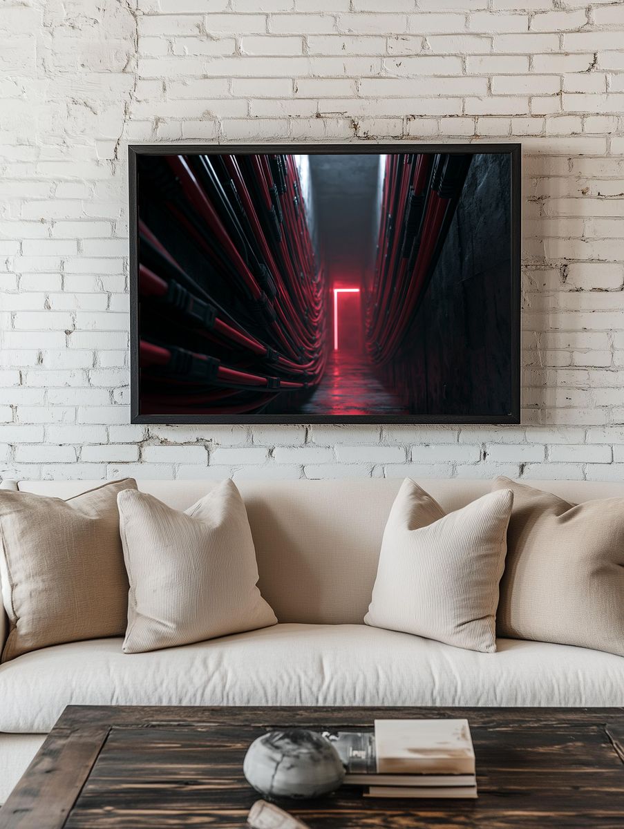 Neon Corridor — Photography Print. — room view 1