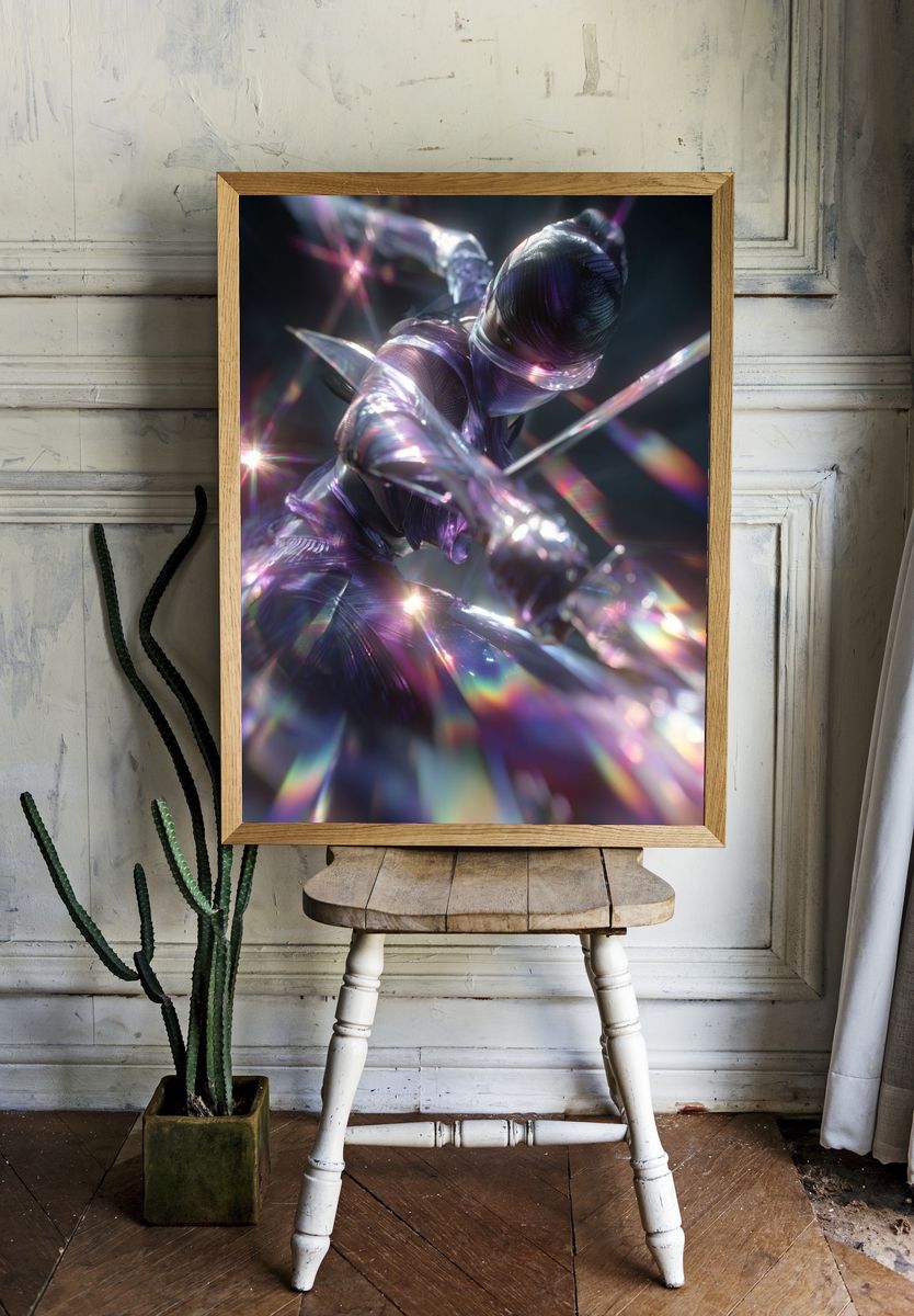 Futuristic Ninja Warrior Poster. — room view 1