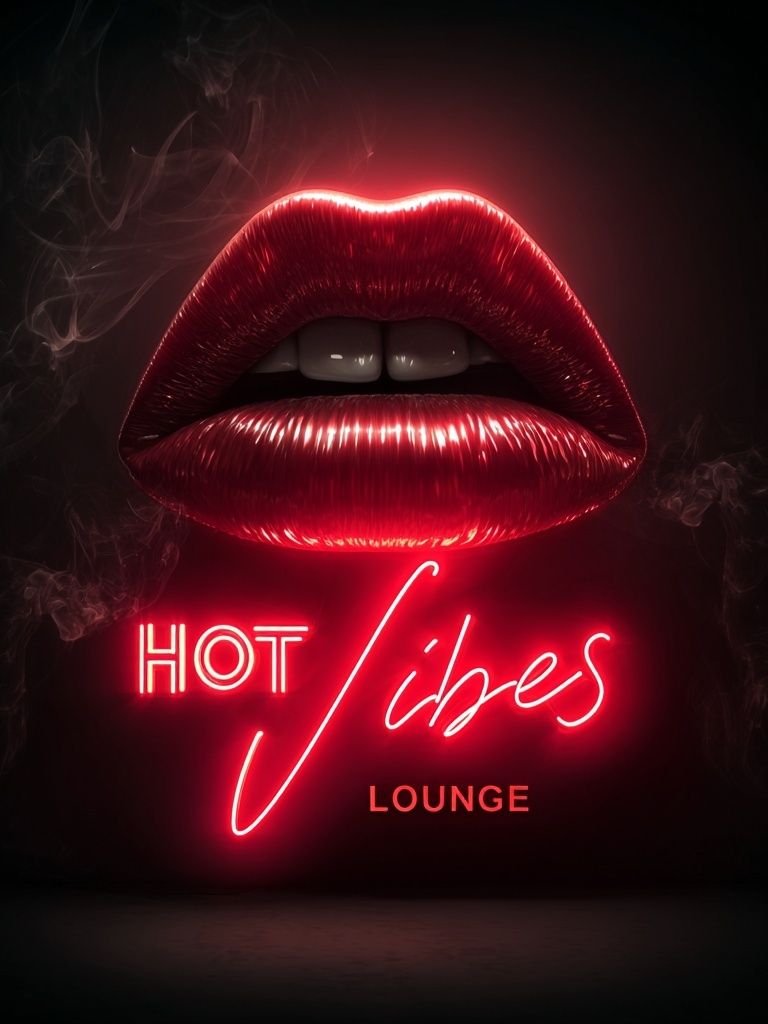 Hot Vibes Lounge Neon Poster. poster — illustration art