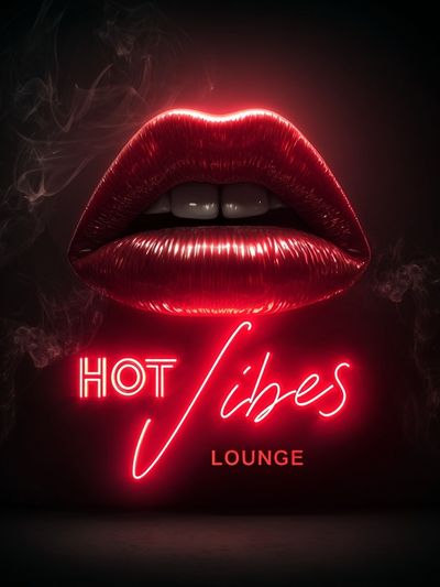 Hot Vibes Lounge Neon Poster. poster