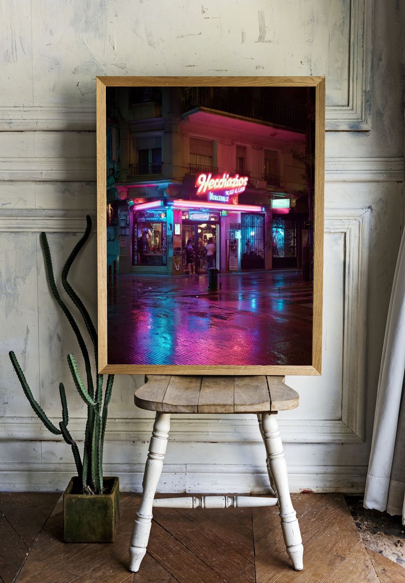 Neon Nightlife — Photography Poster. — room view 1