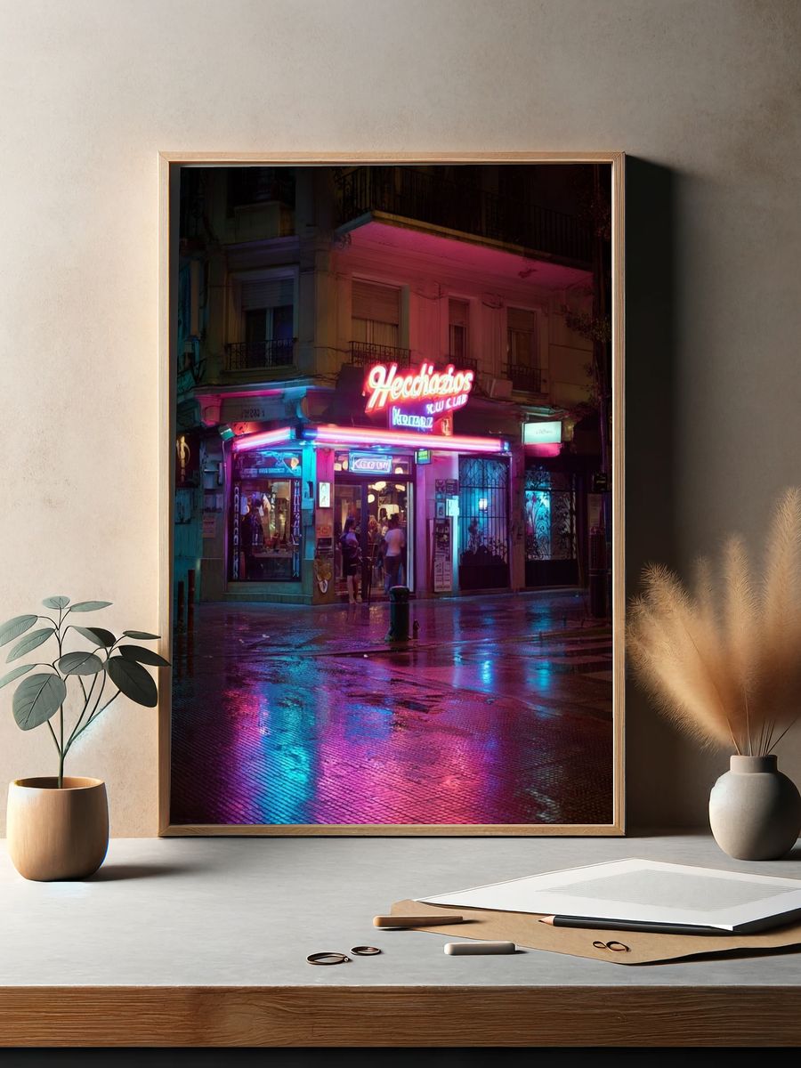 Neon Nightlife — Photography Poster. — room view 2