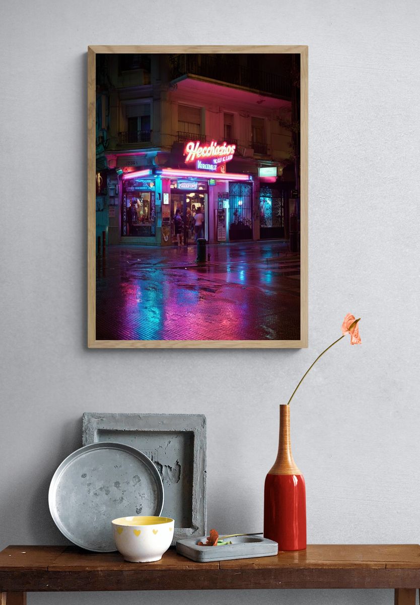 Neon Nightlife — Photography Poster. — room view 3