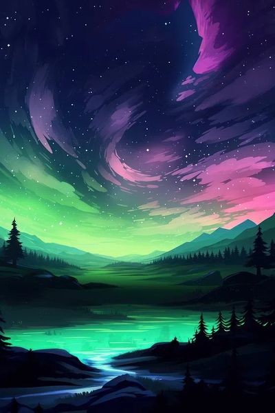 Aurora Borealis Landscape Poster. poster