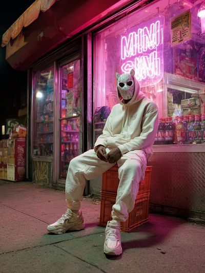 Neon Night Street Portrait Print. poster print
