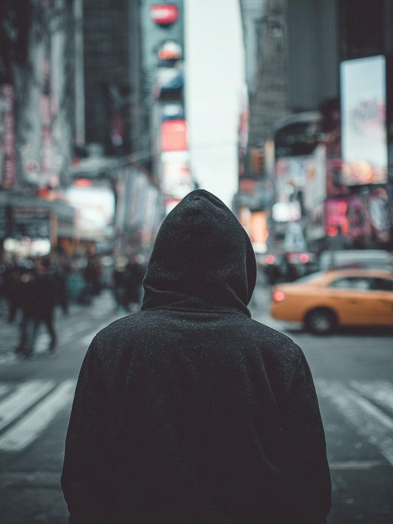 Mysterious Figure in Times Square — Urban Photography Print. poster detail